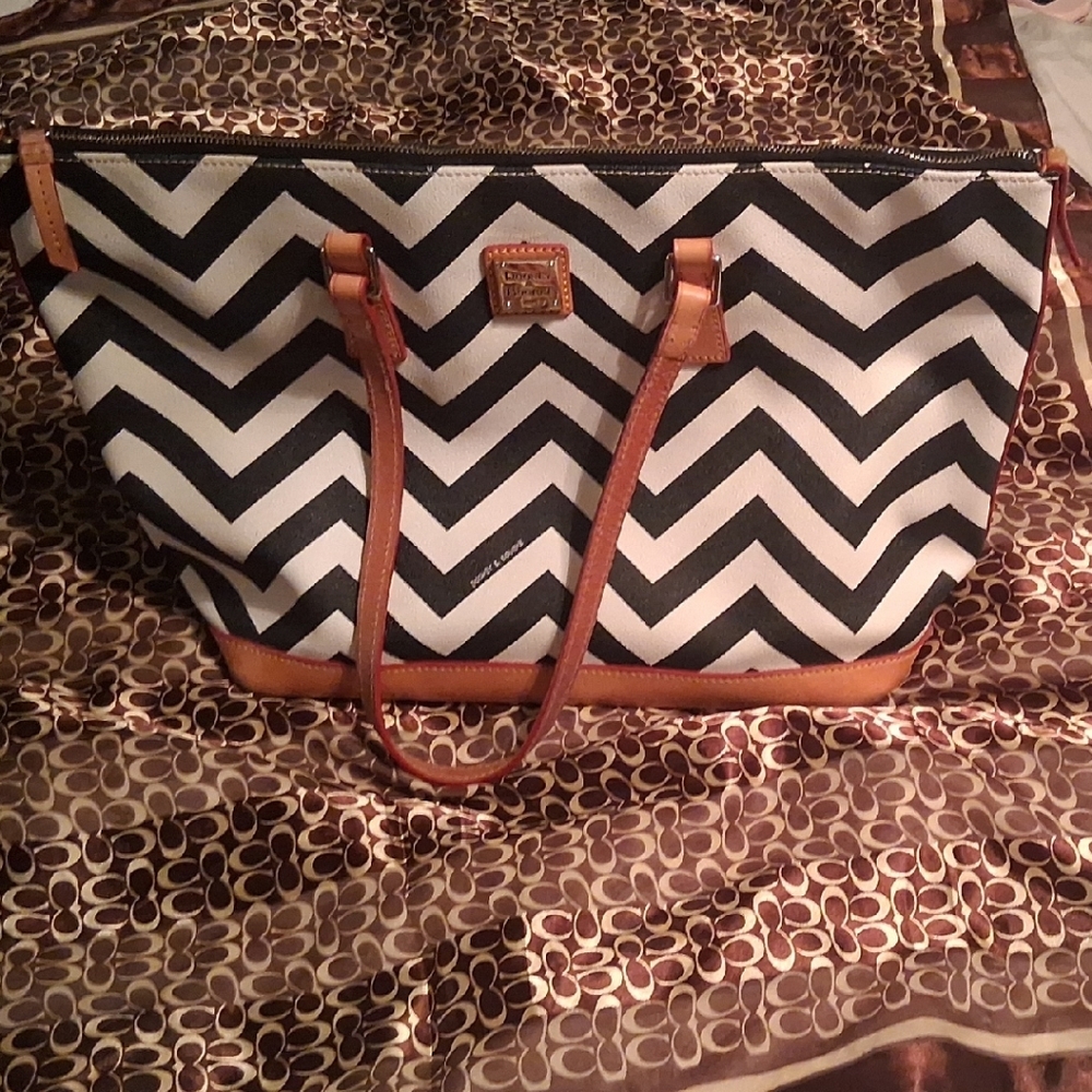 Dooney & Bourke Chevron Black and White Shoulder Bag NWOT Clearence From $595